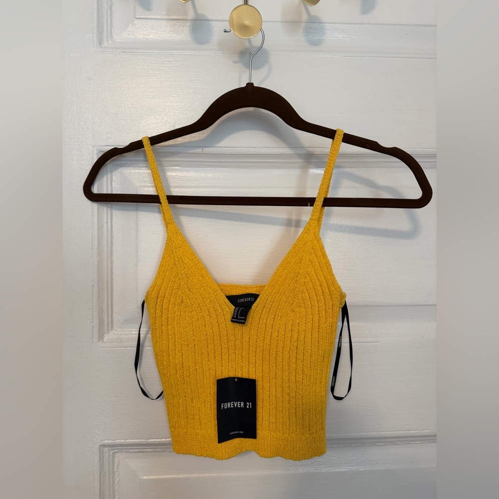 Forever 21 Yellow Ribbed Knit Top